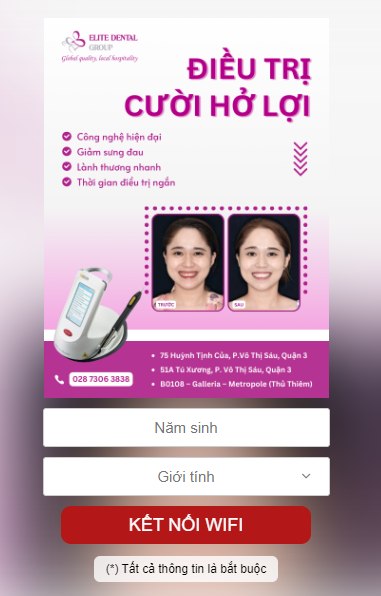 WiFi Marketing Của VNWIFI Tại Nha khoa Elite Dental: Tối Ưu Hóa Trải Nghiệm Khách hàng